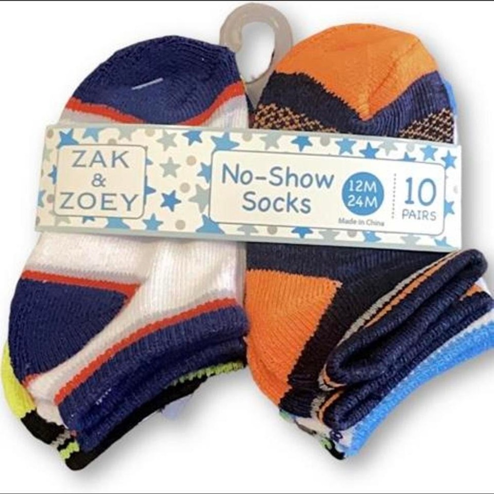 Zak and Zoey Boys No show‎ socks 10 pairs 12-24months